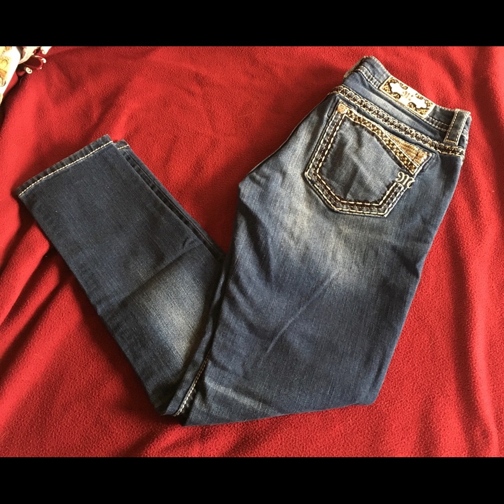 Miss me orange/tan sparkle pocket skinny jeans